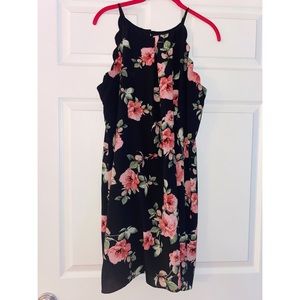 IZ Byer black floral spaghetti strap tank minidress in XL